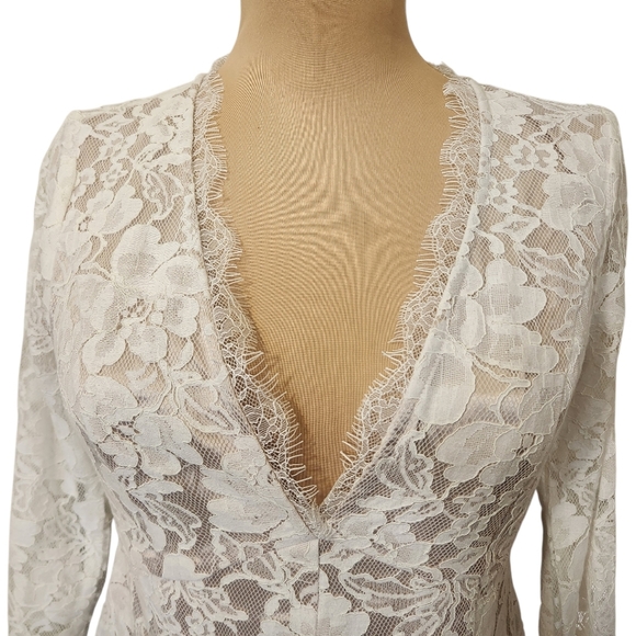 LULUS "Express Your Love" Long Sleeve Lace Romper - Size M - Picture 5 of 17